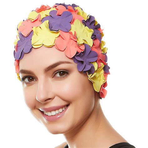 swim cap floral|vintage flower swim cap.